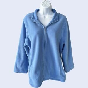 L.L.Bean Womens Fleece Jacket Blue Full Zip Long Sleeve Casual